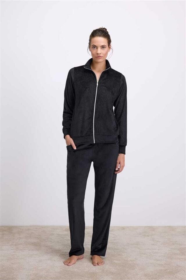 Anıl Kadın Fermuarlı Uzun Kollu Kadife Eşofman Takımı (11548)