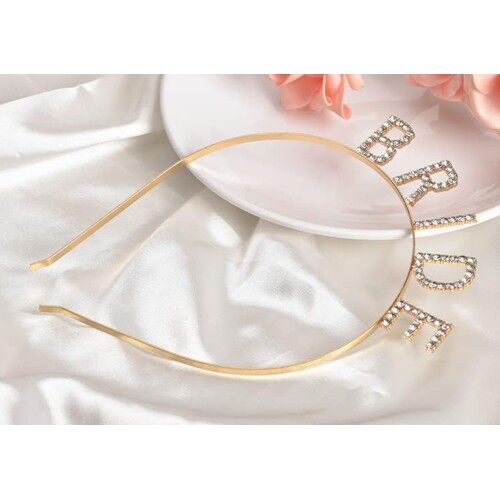 Altın Gold Renk Bekarlığa Veda Kristal Taş Bride Tacı İthal 16x10 cm