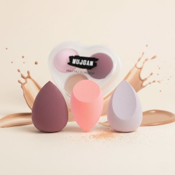 3'lü Makyaj Süngeri Seti Kalpli Kutu