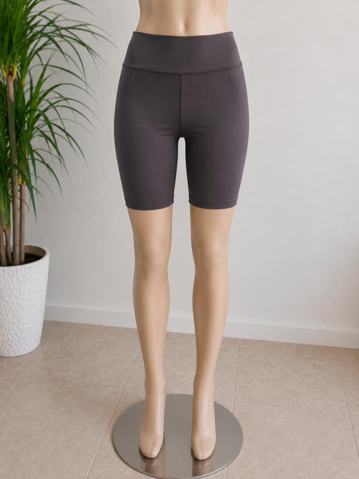 Yüksek Bel Kadın Biker Tayt Kahverengi XL