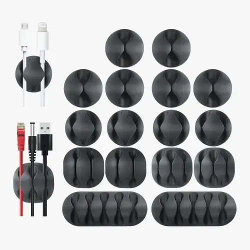 16'lı Çok Kanallı Yapışkanlı Kablo Sabitleyici Seti