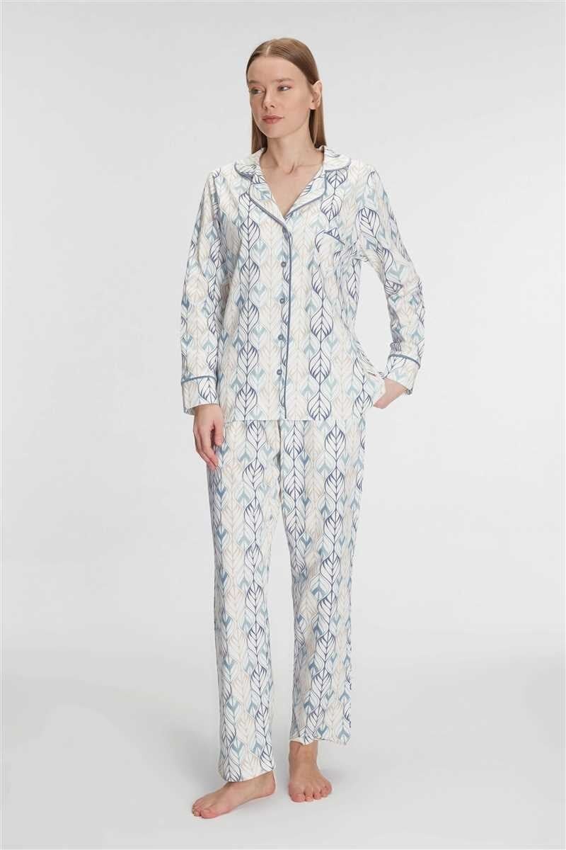 Anıl 11262 Kadın Pamuklu Uzun Kol Gömlekli Pijama Takımı