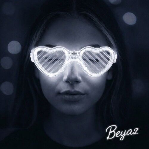 Beyaz LED Işıklı Kalp Gözlük – 3 Modlu Parti & Glow Gözlüğü