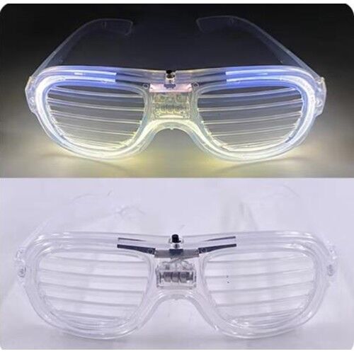 Beyaz Led Işıklı Parti Gözlüğü - Neon Glow Şerit Gözlük 3 Modlu