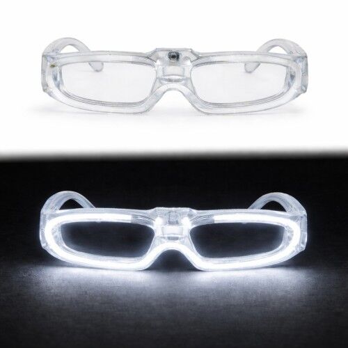 Beyaz LED Işıklı Parti Gözlüğü 3 Modlu – Glow & Gece Eğlence Gözlüğü