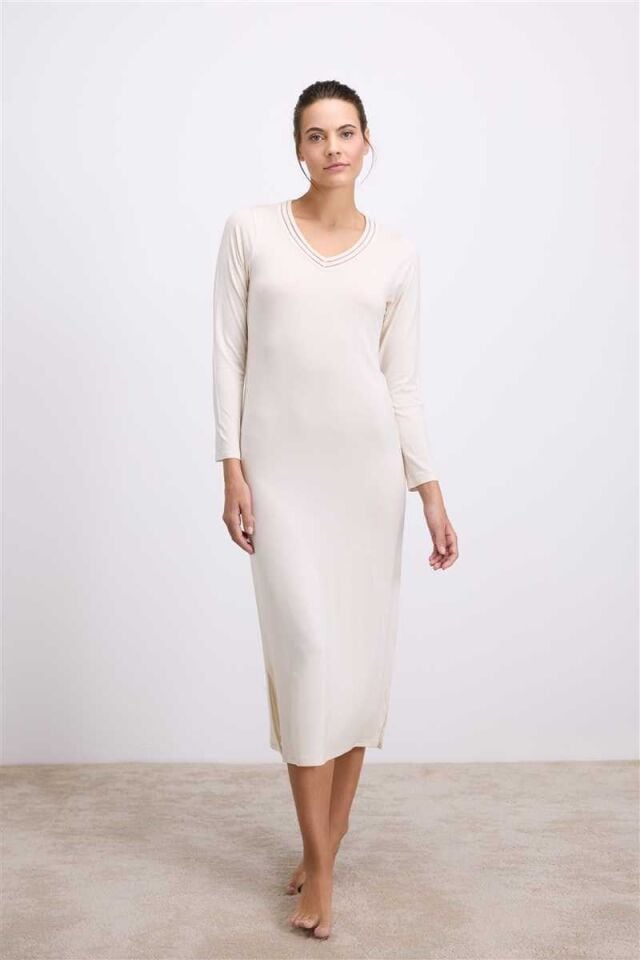 Anıl Kadın Uzun Kollu V Yaka Gecelik (11617)