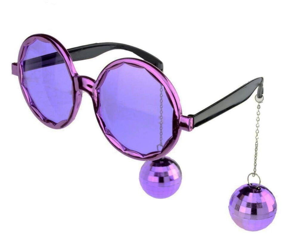 Mor Disko Topu Küpeli Parti Gözlüğü