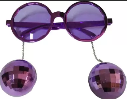 Mor Disko Topu Küpeli Parti Gözlüğü