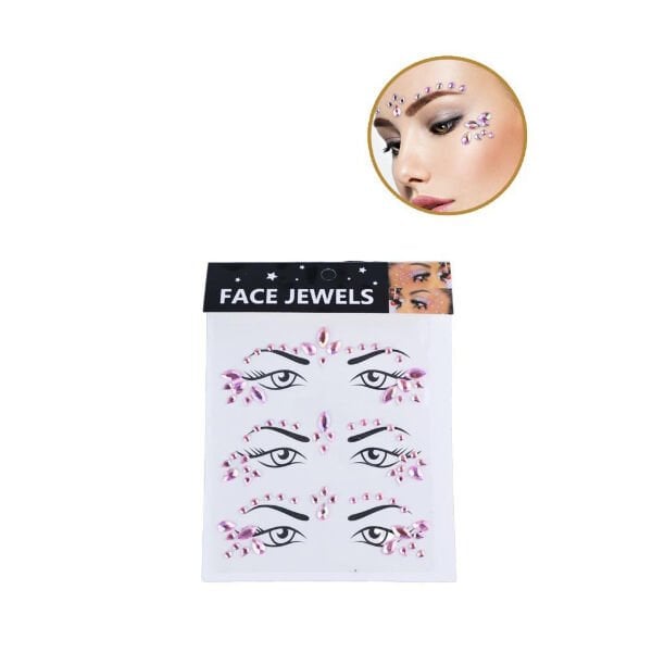 Pembe Taşlı Makyaj Yüz Süsü