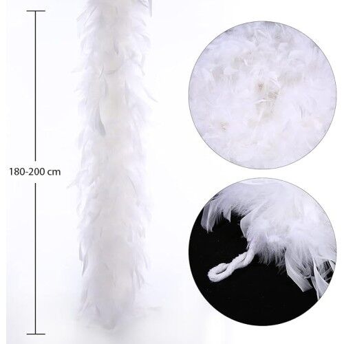Beyaz Renk Kabarık Kalın Otriş Boa Tüy 6 cm Genişlik 180-200 cm Uzunluk