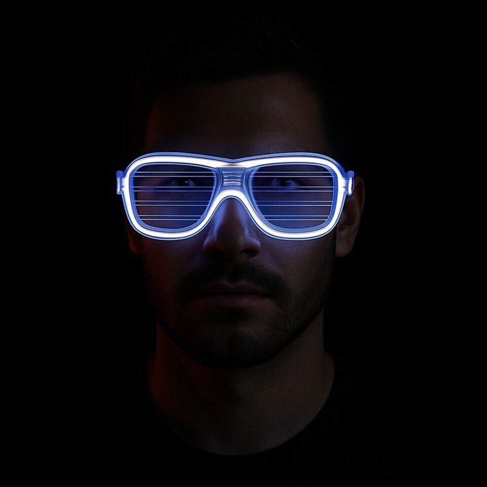 Beyaz Led Işıklı Parti Gözlüğü - Neon 3 Modlu