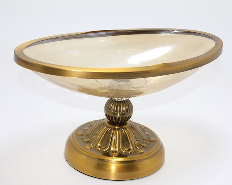 Antik Eskitme Gold Ayaklı Dekoratif Cam Gondol Sunumluk