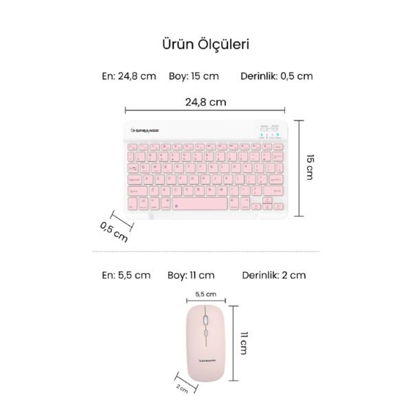 Pembe Kablosuz Klavye Ve Mouse Seti