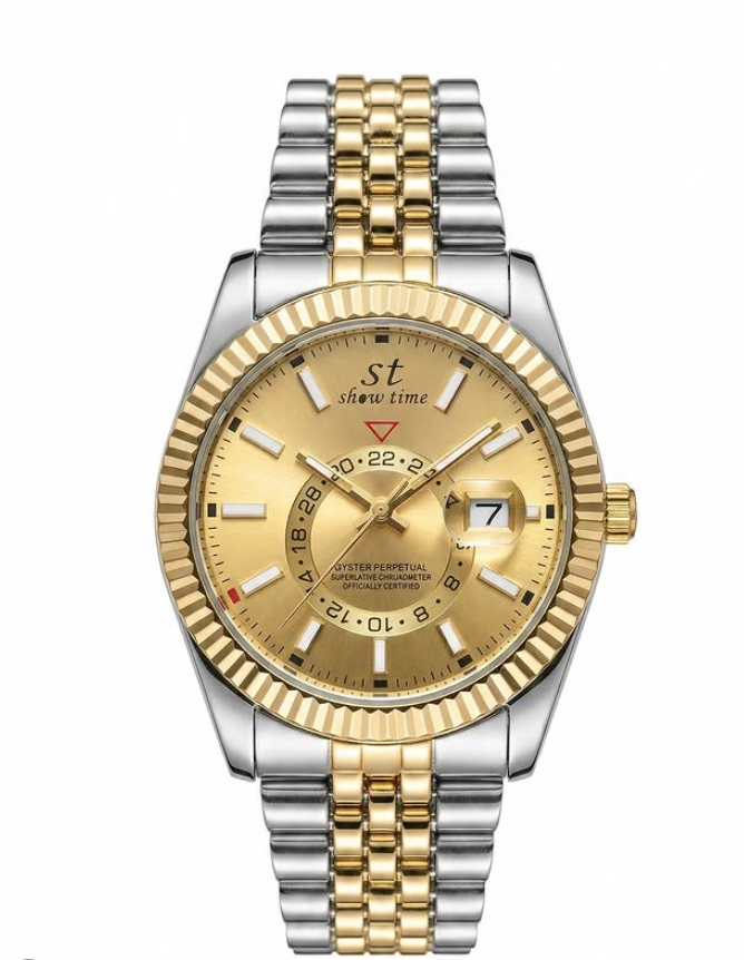 GÜMÜŞ-BRONZ PASLANMAZ ÇELİK ERKEK KOL SAATİ