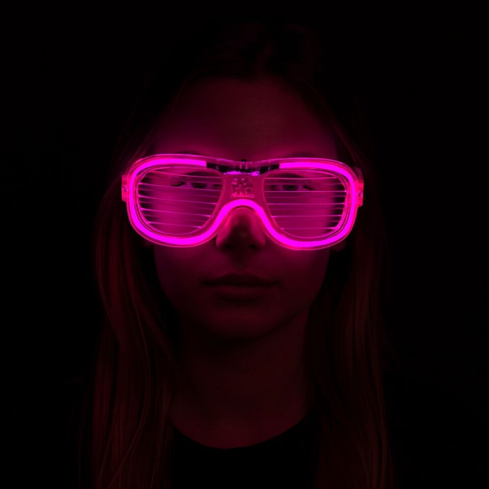 Pembe Led Işıklı Parti Gözlüğü - Neon 3 Modlu