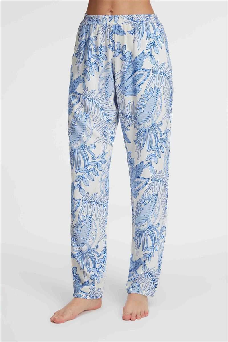 Anıl 9143 Günlük Ev Giyimi Kadın Viskon Çiçek Desenli Yazlık örme Normal Bel Pijama Altı