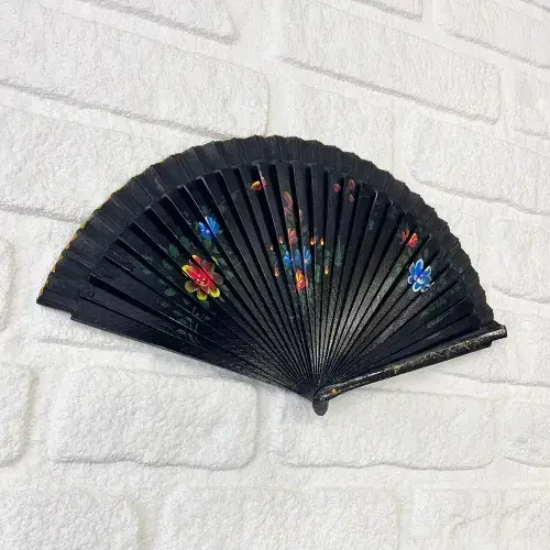 Bambu Çift Taraflı Siyah Yelpaze 12'li Paket