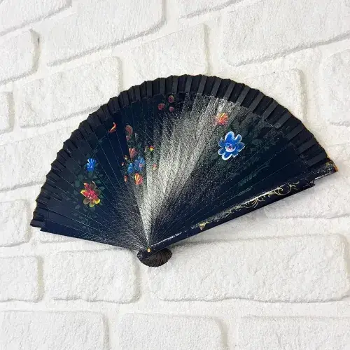 Bambu Çift Taraflı Siyah Yelpaze 12'li Paket