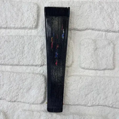 Bambu Çift Taraflı Siyah Yelpaze 12'li Paket