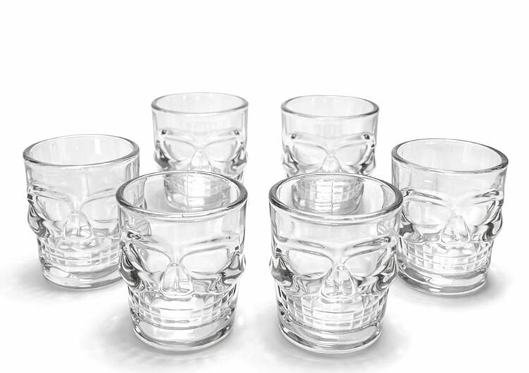 6'lı Kurukafa Şeffaf Cam Shot Bardağı Seti 9x8 cm
