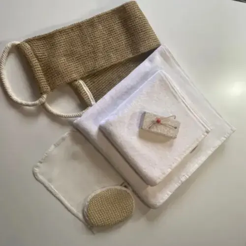 %100 Keten 6'lı Banyo Hamam Seti