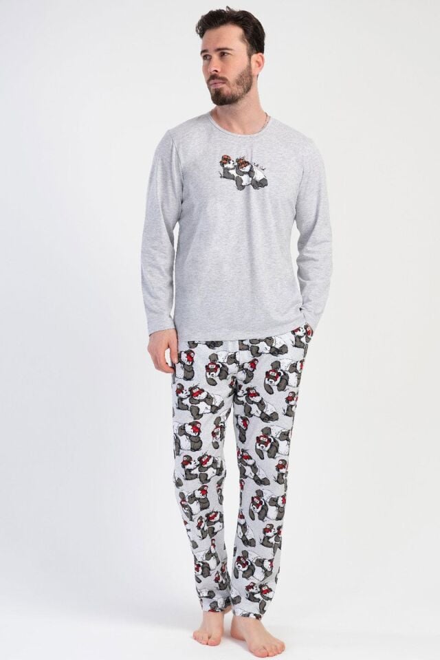 K312107 VİENETTA Erkek Uzun Kol Pijama Takım