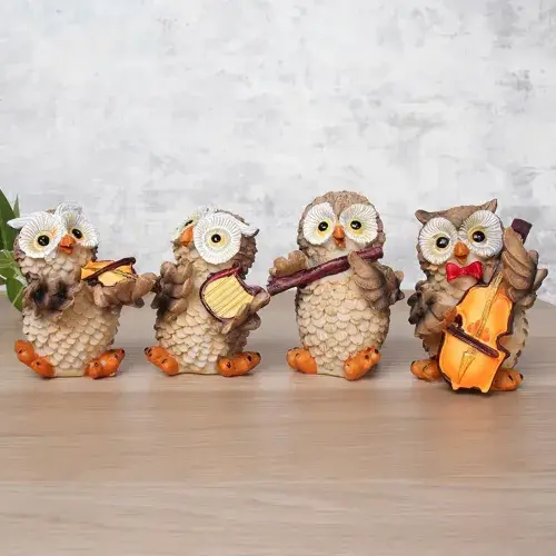 Müzisyen Baykuşlar Biblo Seti 4'lü