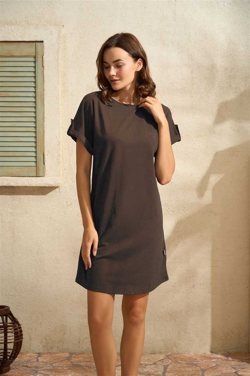 Günlük Kısa Kol Bisiklet Yaka Kadın Cotton Düz Yazlık Kısa Pijama Takımı Anıl 5766