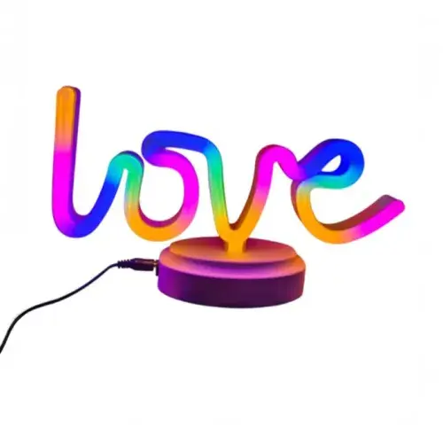 Neon Işıklı Love Yazılı Masa Gece Lambası