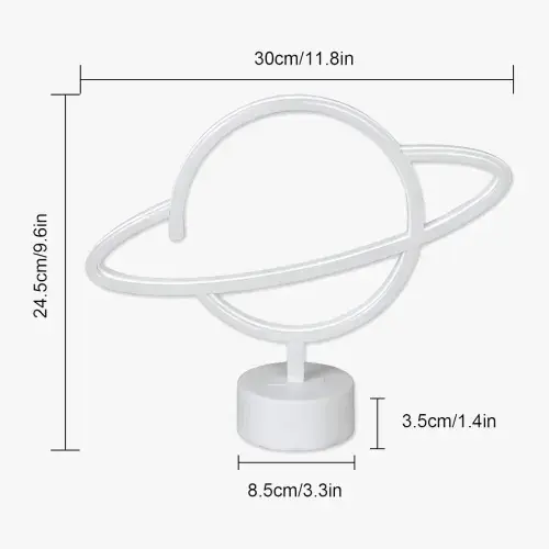 Neon Işıklı Satürn Lamba (Pil + USB)
