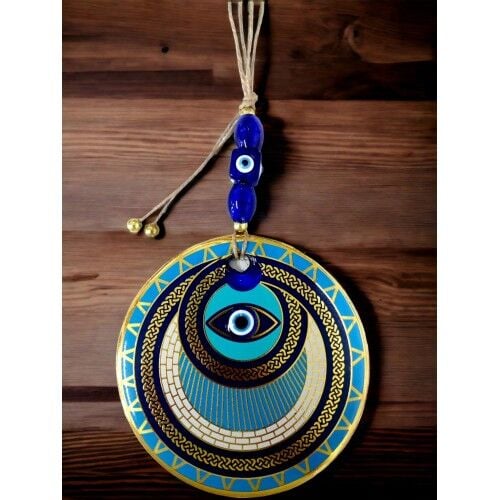 Altın İşlemeli Halka Model Nazar Boncuk Gözlü Duvar Süsü