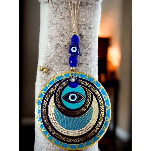 Altın İşlemeli Halka Model Nazar Boncuk Gözlü Duvar Süsü