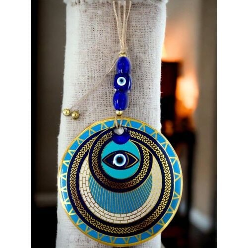 Altın İşlemeli Halka Model Nazar Boncuk Gözlü Duvar Süsü