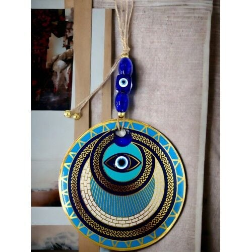 Altın İşlemeli Halka Model Nazar Boncuk Gözlü Duvar Süsü